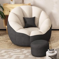 Bean Bag Chair Cover (Without Filling), Stuffed Animal Storage or Foam Filled, Soft Comfy Textile Cotton Bean Bag Sofa Lounger for Teens, Adults, Kids, Indoor and Outdoor ( Color : Black+white )