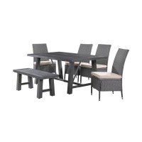 6Piece Outdoor Dining Set With 4 Side Chairs And 1 Dining Bench