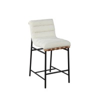 Lahni White Boucle Fabric Counter Height Chair