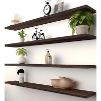 Phph 36 Inch Wood Floating Shelves For Wall Wooden Wall Shelves For Bedroom Set Of 4 Brown