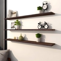 Phph 48 Inch Wood Floating Shelves For Wall Wooden Wall Shelves For Bedroom Set Of 4 Brown