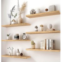 Phph 48 Inch Wood Floating Shelves For Wall Wooden Wall Shelves For Bedroom Set Of 4 Light Brown