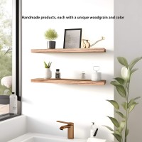 Phph 48 Inch Wood Floating Shelves For Wall Wooden Wall Shelves For Bedroom Set Of 4 Light Brown