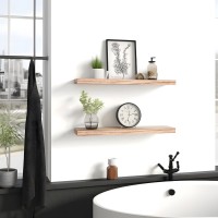 Phph 48 Inch Wood Floating Shelves For Wall Wooden Wall Shelves For Bedroom Set Of 4 Light Brown