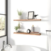 Phph 48 Inch Wood Floating Shelves For Wall Wooden Wall Shelves For Bedroom Set Of 4 Light Brown