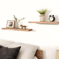 Phph 48 Inch Wood Floating Shelves For Wall Wooden Wall Shelves For Bedroom Set Of 4 Light Brown