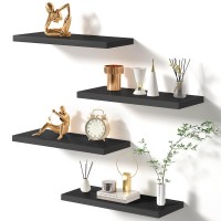 Voggv Black Floating Shelves For Wall Wall Mounted Shelves With Invisible Brackets Wall Shelves For Bathroom Bedroom Office