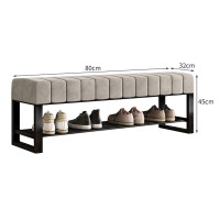 Kampco Upholstered Entryway Shoe Bench With Storage, Boucle Bench For Bedroom End Of Bed, 2 Tier Black Metal Shoe Rack For Closet Hallway Doorway Living Room Mudroom