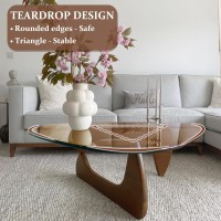 Triangle Coffee Table In Walnut Mid Century Modern Solid Wood Base And Triangle Clear Glass Coffee Table For Living Room Low Min