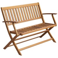 Vidaxl Solid Acacia Wood Retro Patio Bench With Gray Cushion - 47.2