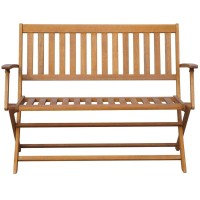 Vidaxl Solid Acacia Wood Retro Patio Bench With Gray Cushion - 47.2