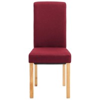Vidaxl Set Of 6 Dining Chairs, Red Fabric Upholstery With Wooden Frames, Ergonomic Design, Ideal For Dining Room And Living Room