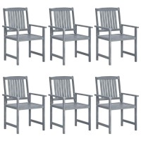 Vidaxl Patio Chair Set With Cushions, Weather-Resistant, Solid Acacia Wood, Gray Finish, Perfect For Outdoor Comfort And Relaxation