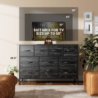 Yafiti Dresser Tv Stand With Power Outlet 43 Long Dresser For Bedroom With 10 Fabric Drawers Chest Of Drawers For Living Roo