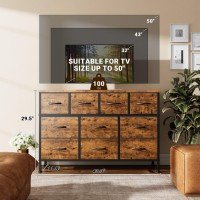 Yafiti Dresser Tv Stand With Power Outlet 43 Long Dresser For Bedroom With 10 Fabric Drawers Chest Of Drawers For Living Roo