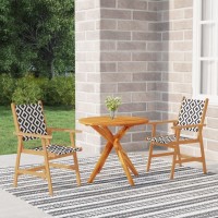 vidaXL 3Piece Patio Dining Set Round Table and Chairs Durable Solid Acacia Wood Construction EyeCatching Lattice Pattern D