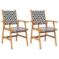 vidaXL 3Piece Patio Dining Set Round Table and Chairs Durable Solid Acacia Wood Construction EyeCatching Lattice Pattern D
