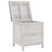 Vidaxl Solid Wood Fir Garden Storage Box - White Outdoor Cushion Holder With Ample Space And Ventilated Bottom For Deck, Patio, Garden, Ys/M, 364749