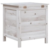 Vidaxl Solid Wood Fir Garden Storage Box - White Outdoor Cushion Holder With Ample Space And Ventilated Bottom For Deck, Patio, Garden, Ys/M, 364749