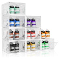 Cakraie 6 Pack Thicken Shoe Organizer Stackable Upgraded Sturdy Shoe Storage Box With Magnetic Door Shoe Containers For Sneaker