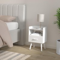 Yoobure Night Stand With Drawer Modern Nightstand Bedside Tables Mid Century Nightstands With Open Storage Shelf Wood Bedsid