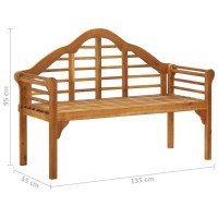 Vidaxl Solid Acacia Wood Patio Queen Bench With Cushion - Robust And Stable Outdoor Garden Furniture With Comfortable Backrest, Armrests, And Cream Colored Cushion - 53.1