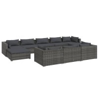 Vidaxl 10 Piece Patio Lounge Set In Gray And Anthracite With Modular Design, Cushions Included, Comfy Seats, Sturdy Construction, Water Resistant, Easy To Assemble