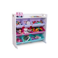 Humble Crew, White/Pink/Purple/Aqua Forever Toy Organizer With Shelf And 9 Storage Bins