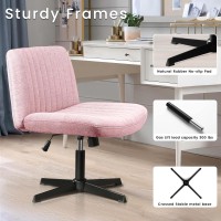 Pukami Criss Cross Chair Armless Cross Legged Office Desk Chair No Wheels Fabric Padded Modern Swivel Height Adjustable Mid Back