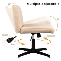 Pukami Criss Cross Chair Armless Cross Legged Office Desk Chair No Wheels Fabric Padded Modern Swivel Height Adjustable Mid Back