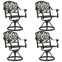 Vidaxl 5-Piece Outdoor Bistro Set - Industrial Style, Cast Aluminum Furniture Set With Swivel Chairs, Weather-Resistant, Bronze