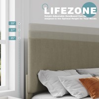 Lifezone Queen Bed Frame With Headboard Linen Upholstered Bed Frame With Wood Slats Support No Box Spring Needed Heavy Duty Feet