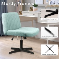 Pukami Criss Cross Chair Armless Cross Legged Office Desk Chair No Wheels Fabric Padded Modern Swivel Height Adjustable Mid Back