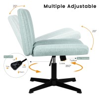 Pukami Criss Cross Chair Armless Cross Legged Office Desk Chair No Wheels Fabric Padded Modern Swivel Height Adjustable Mid Back