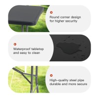 Paylesshere Folding Tables Plastic 6Ft Folding Table Half Portable Foldable Table For For Parties Wedding Bbq Camping Black 6Ft