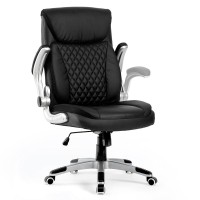 Savourseat Big And Tall Office Chair Heavy Duty Executive Desk Chair With Flip-Up Armrests, High Back, Wide Seat, Thick Padded, Strong Nylon Base, Smooth Wheels Ergonomic Office Chairs