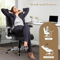 Savourseat Big And Tall Office Chair Heavy Duty Executive Desk Chair With Flip-Up Armrests, High Back, Wide Seat, Thick Padded, Strong Nylon Base, Smooth Wheels Ergonomic Office Chairs