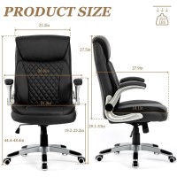 Savourseat Big And Tall Office Chair Heavy Duty Executive Desk Chair With Flip-Up Armrests, High Back, Wide Seat, Thick Padded, Strong Nylon Base, Smooth Wheels Ergonomic Office Chairs