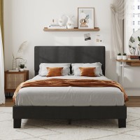 Lifezone Full Bed Frame With Headboard Upholstered Bed Frame With Linen Tufted Headboard Wood Slats Support No Boxing Needed Hea