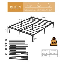 New Jeto Simple And Modern Metal Platform Bed Frame Storage Space Under The Bed Heavy Duty Frame Bed Sturdy Queen Size Bed Fra