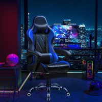 Shahoo Gaming Chair With Footrest And Massage Lumbar Support Ergonomic Computer Seat Height Adjustable With 360Swivel And Headr