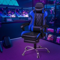 Shahoo Gaming Chair With Footrest And Massage Lumbar Support Ergonomic Computer Seat Height Adjustable With 360Swivel And Headr