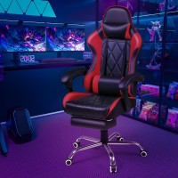 Shahoo Gaming Chair With Footrest And Massage Lumbar Support Ergonomic Computer Seat Height Adjustable With 360Swivel And Headr