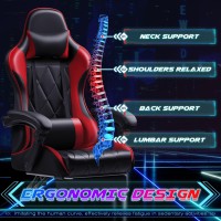 Shahoo Gaming Chair With Footrest And Massage Lumbar Support Ergonomic Computer Seat Height Adjustable With 360Swivel And Headr