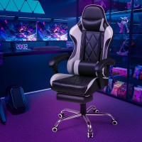 Shahoo Gaming Chair With Footrest And Massage Lumbar Support Ergonomic Computer Seat Height Adjustable With 360Swivel And Headr