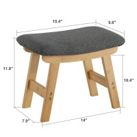 Foot Stool Ottoman Foot Rest Bamboo Foot Stool Under Desk Small Stool For Living Room Bedroom And Kitchen Natural Legs Gray