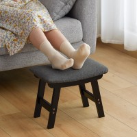 Foot Stool Ottoman Foot Rest Bamboo Foot Stool Under Desk Small Stool For Living Room Bedroom And Kitchen Black Legs Gray St