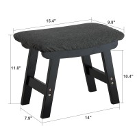 Foot Stool Ottoman Foot Rest Bamboo Foot Stool Under Desk Small Stool For Living Room Bedroom And Kitchen Black Legs Gray St