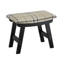 Foot Stool Ottoman Foot Rest Bamboo Foot Stool Under Desk Small Stool For Living Room Bedroom And Kitchen Black Legs Stripes