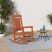 Kingyes Outdoor Rocking Chairs Weather Resistant Patio Rocking Chairs High Back Porch Rocker For Adult Orange